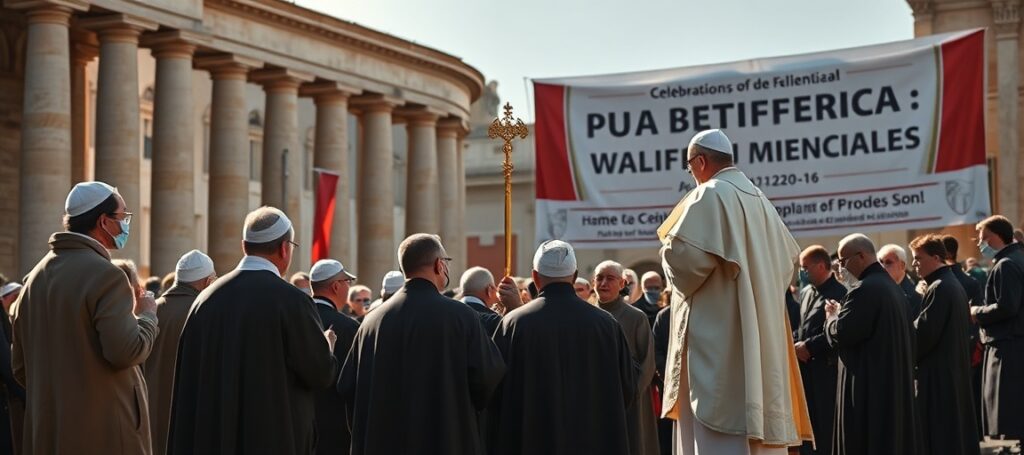 Uzurpator Leon XIV na Placu św. Piotra - fałszywy papież błogosławiący polskich pielgrzymów w scenie pozbawionej sakramentalnej mocy