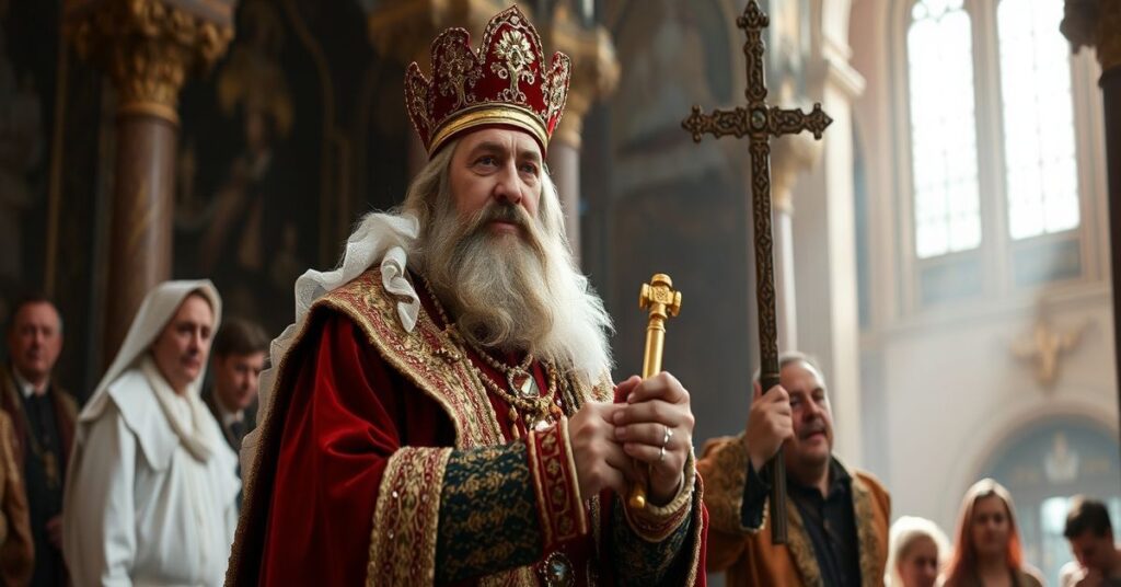 Portret uzurpatora Leona XIV podczas homilii w bazylice św. Jana na Lateranie, ukazujący redukcję wiary do subiektywnego doświadczenia i kulturowego relatywizmu.