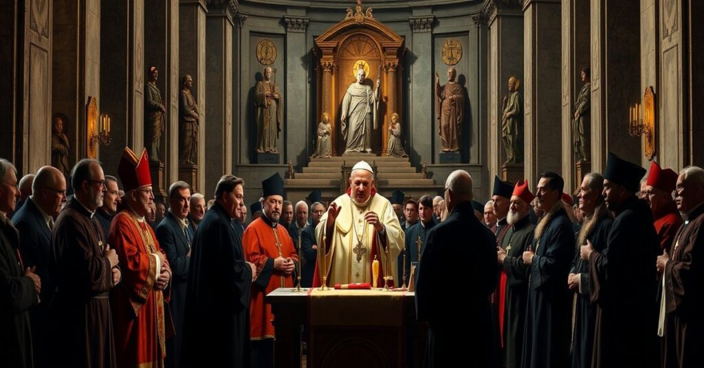 Uzurpator Leon XIV wraz z duchownymi sześciu schizmatycznych wspólnot w bazylice św. Piotra w Rzymie podczas ekumenicznej liturgii.