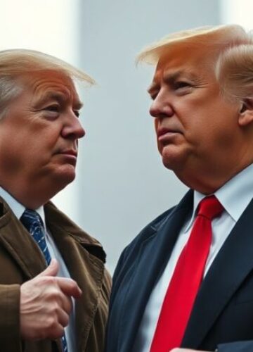 Uzurpator Leon XIV a kryzys nuklearny - wizja tradycyjnego katolika Uzurpator Leon XIV (Robert Prevost) w stroju papieskim przed Watykanem w kontekście kryzysu nuklearnego z Donaldem Trumpem i Brandonem Johnsonem