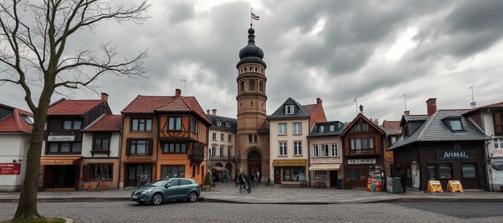 Uzurpator Leon XIV przemawia do tłumu w zanieczyszczonej Acerra, symbolizując redukcję katolicyzmu do ekologicznego humanitaryzmu.