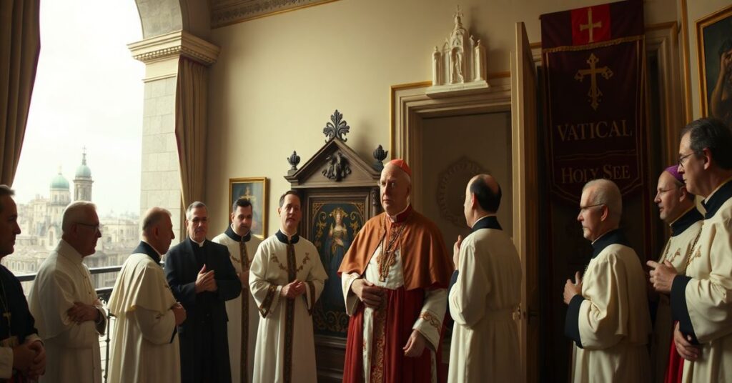 Realistyczny obraz uzurpatora Roberta Prevosta znane jako 'Leon XIV' w mieszkaniu papieskim