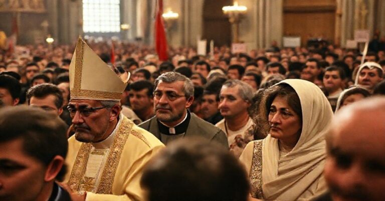 Scena z wizyty Leona XIV w Libanie z rzeszą młodych ludzi, migrantów i pokojowców ONZ