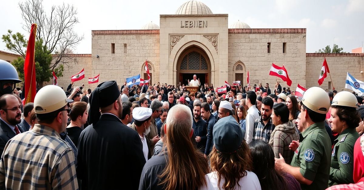 Wizyta Uzurpatora w Libanie: Pustka Ekumenizmu Scena z wizyty uzurpatora w Libanie, z młodzieżą i prymasami obcych wyznan przed Bkerkê