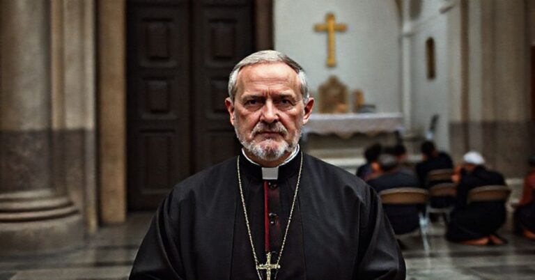 Portret Roberta Prevosta - uzurpatora Rzymskiego Stolicy Apostolskiej przedstawiający go jako fałszywego przywódcę Kościoła.