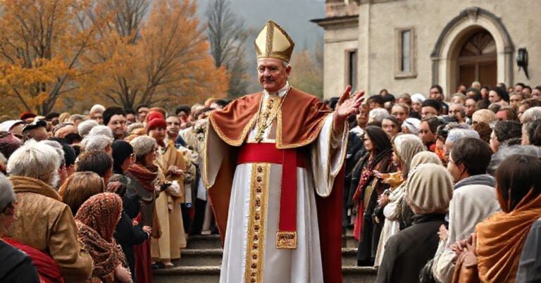 Uzurpator Watykański Leon XIV w towarzystwie przedstawicieli różnych religii podczas uroczystości Dziękczynienia