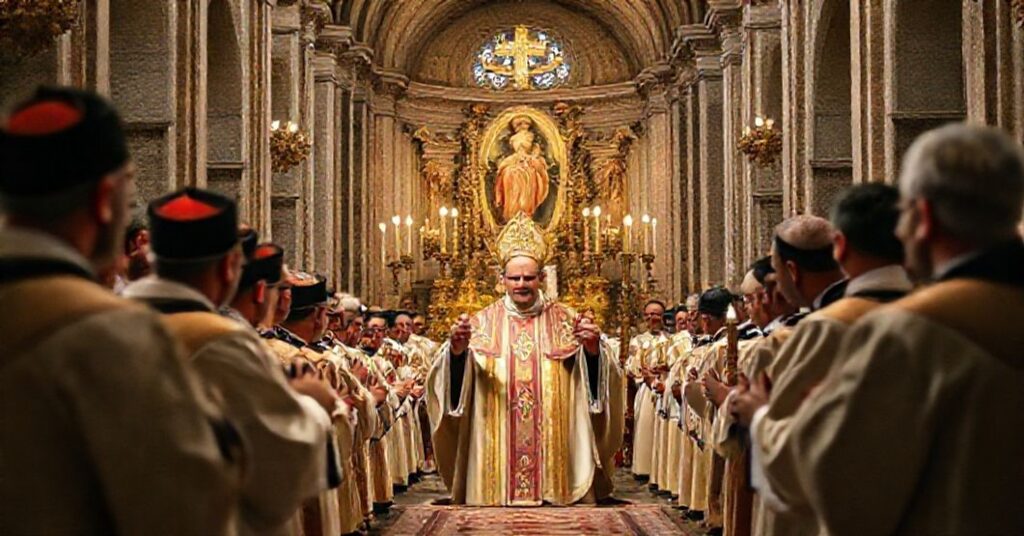 Wizerunek VI Zgromadzenia Rycerstwa Niepokalanej w Rzymie - modernistyczna parodia katolickiej pobożności maryjnej.