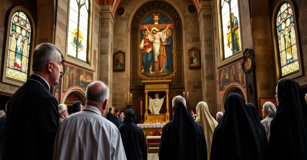 Wierni przed autentycznym przedstawieniem Całunu Turyńskiego w kryjówce św. Andrzeja della Valle w Rzymie.