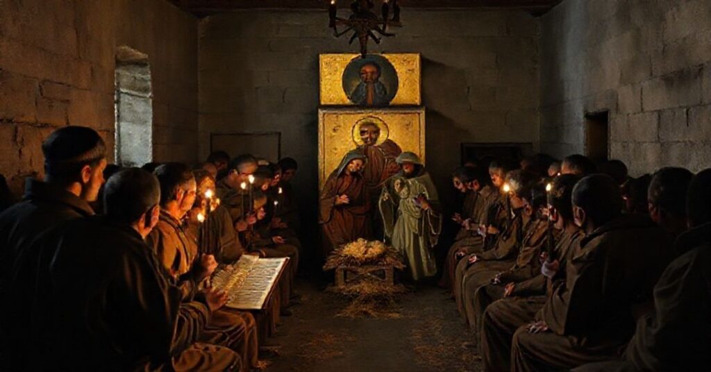 Scena z więziennej kaplicy w Lublinie z fałszywym biskupem Adamem Babem i fałszywym księdzem Mirosławem Kalinowskim podczas blasfemicznego przedstawienia Bożego Narodzenia.