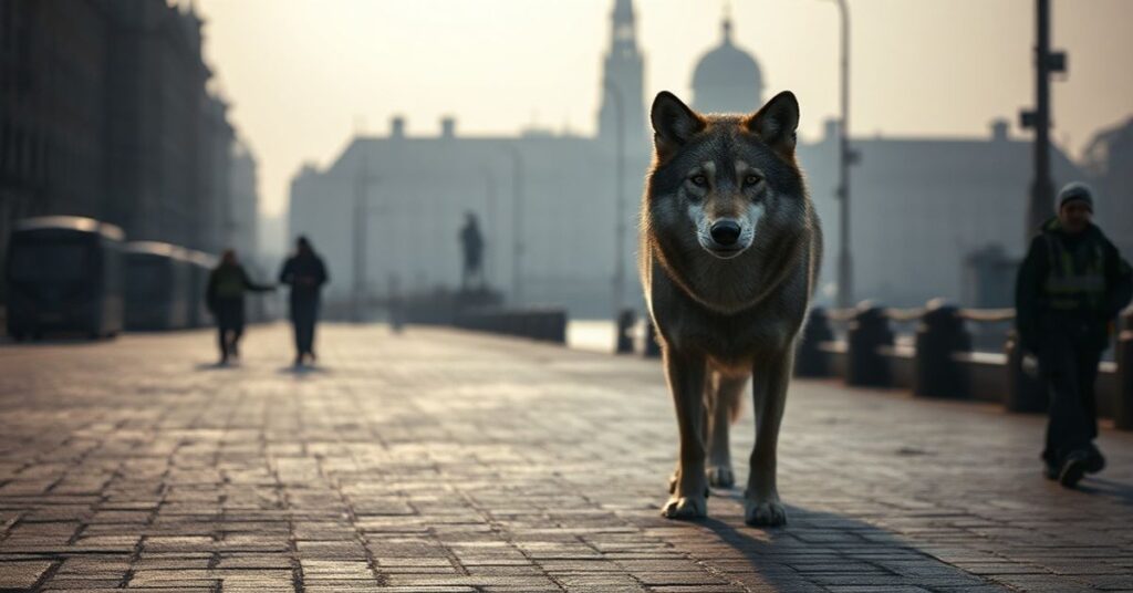 Obraz przedstawiający wilka atakującego kobietę w Hamburgu w 2026 roku