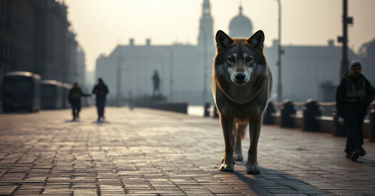 Obraz przedstawiający wilka atakującego kobietę w Hamburgu w 2026 roku