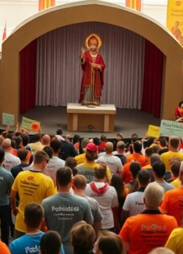 Wizyta uzurpatora w Hiszpanii - pół miliona uczestników Tłum uczestników zdarzenia religijnego w Hiszpanii z udziałem Leon XIV
