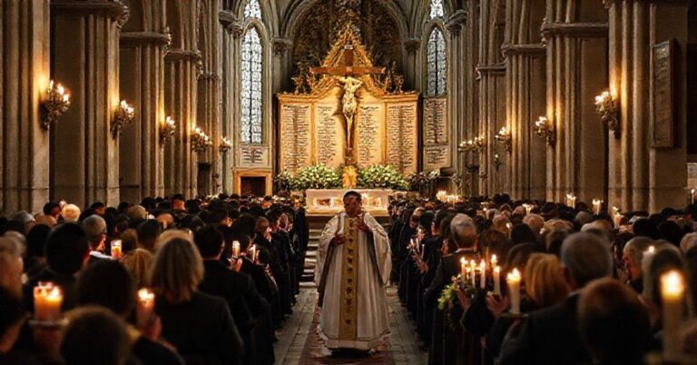 Surowe wspomnienie zamachów w Paryżu z tradycyjnym katolickim nabożeństwem