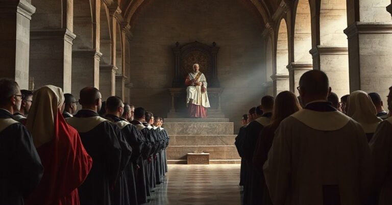 Zdjęcie przedstawiające modernistyczną parodię Zakonu Świątynnego Grobu Chrystusowego z nieprawdziwym papieżem Leonem XIV