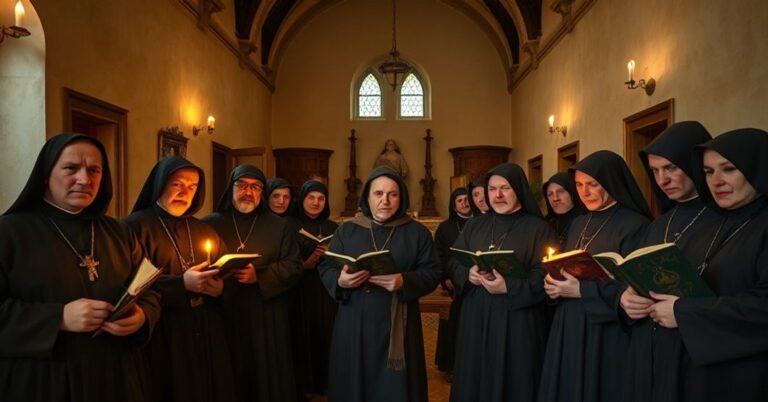 Grupa tradycyjnych zakonników w habitach protestuje przeciwko 'escape roomowi' w klasztorze Norbertańskim w Roggenburgu