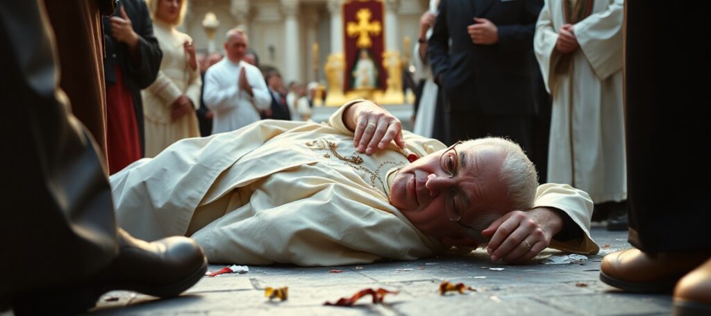 Urazowany Karol Wojtyła na placu św. Piotra podczas zamachu w 1981 roku