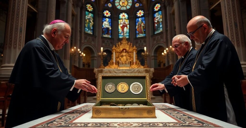 Scena w Bazylice Św. Piotra podczas pseudosakramentalnej ceremonii zamknięcia Drzwi Świętych przez "kard. Mauro Gambettiego" i "abpa Diego Giovanniego Ravellego".