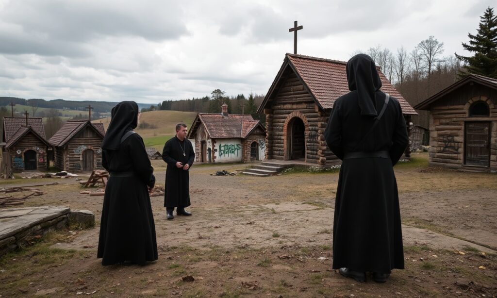 Wandalizm w polskiej Jerozolimie: Bernardyni stoją przed zdewastowanymi kaplicami Dróżek Kalwaryjskich w Kalwarii Zebrzydowskiej