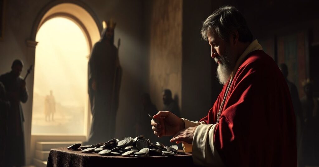 Scena ukazująca zdradę Judasza Iskarioty z perspektywy tradycyjnej teologii katolickiej.