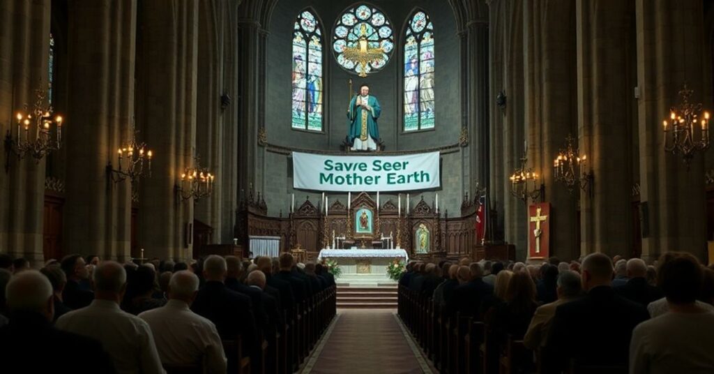 Wnętrze poznańskiej katedry podczas pasterki z "abp" Zielińskim na kazalnicy promującym ekologię zamiast katolickiej doktryny.