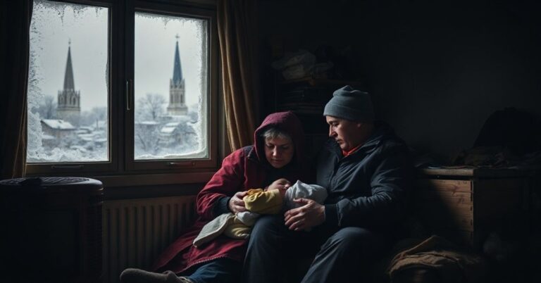 Rodzina katolicka w zimnym mieszkaniu bez ogrzewania