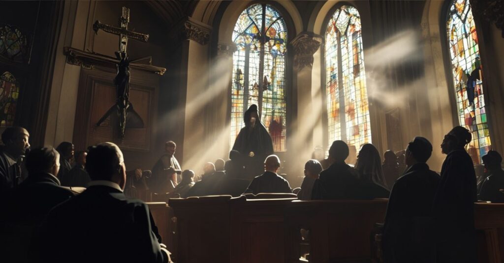 Zdjęcie przedstawia Zbigniewa Ziobrę w sądzie z sędzią Agnieszką Prokopowicz w tle, symbolizujące kryzys wymiaru sprawiedliwości w Polsce.