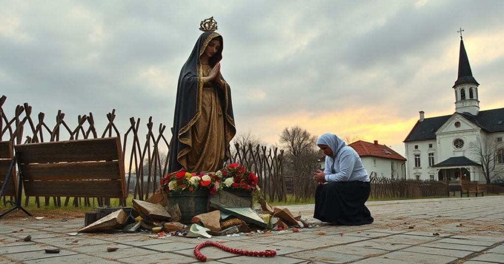 Zniszczona figura Matki Bożej w Kielcach - symbol dewastacji i apatii współczesnej pseudohierarchii