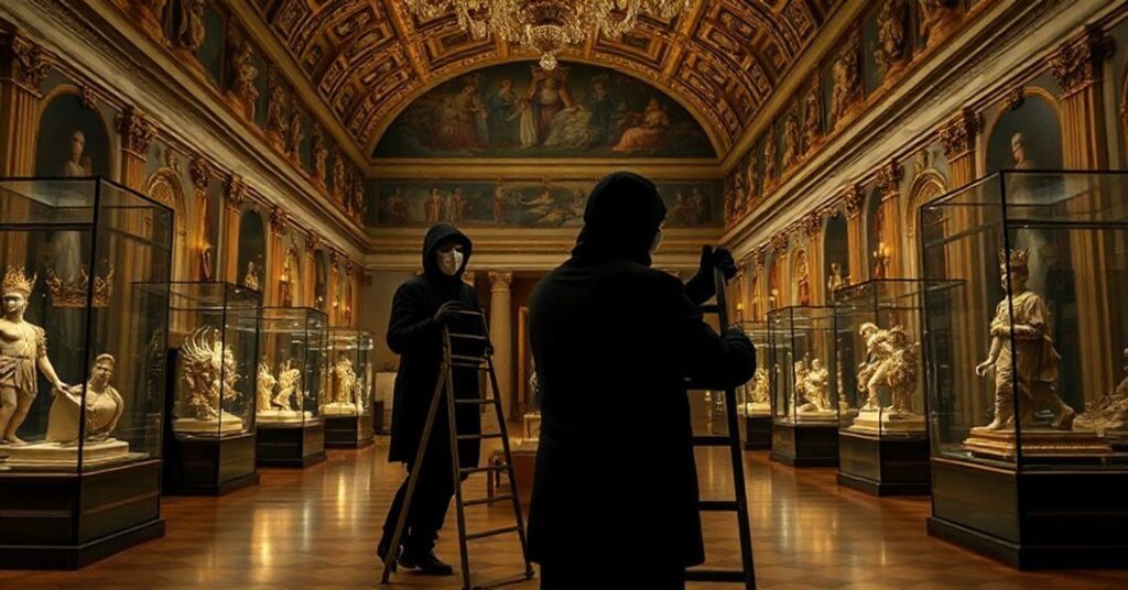 Wizerunek zuchwałego kradzieży klejnotów koronnych w Luwrze, symbolizujący upadek Francji po odrzuceniu Chrystusa Króla